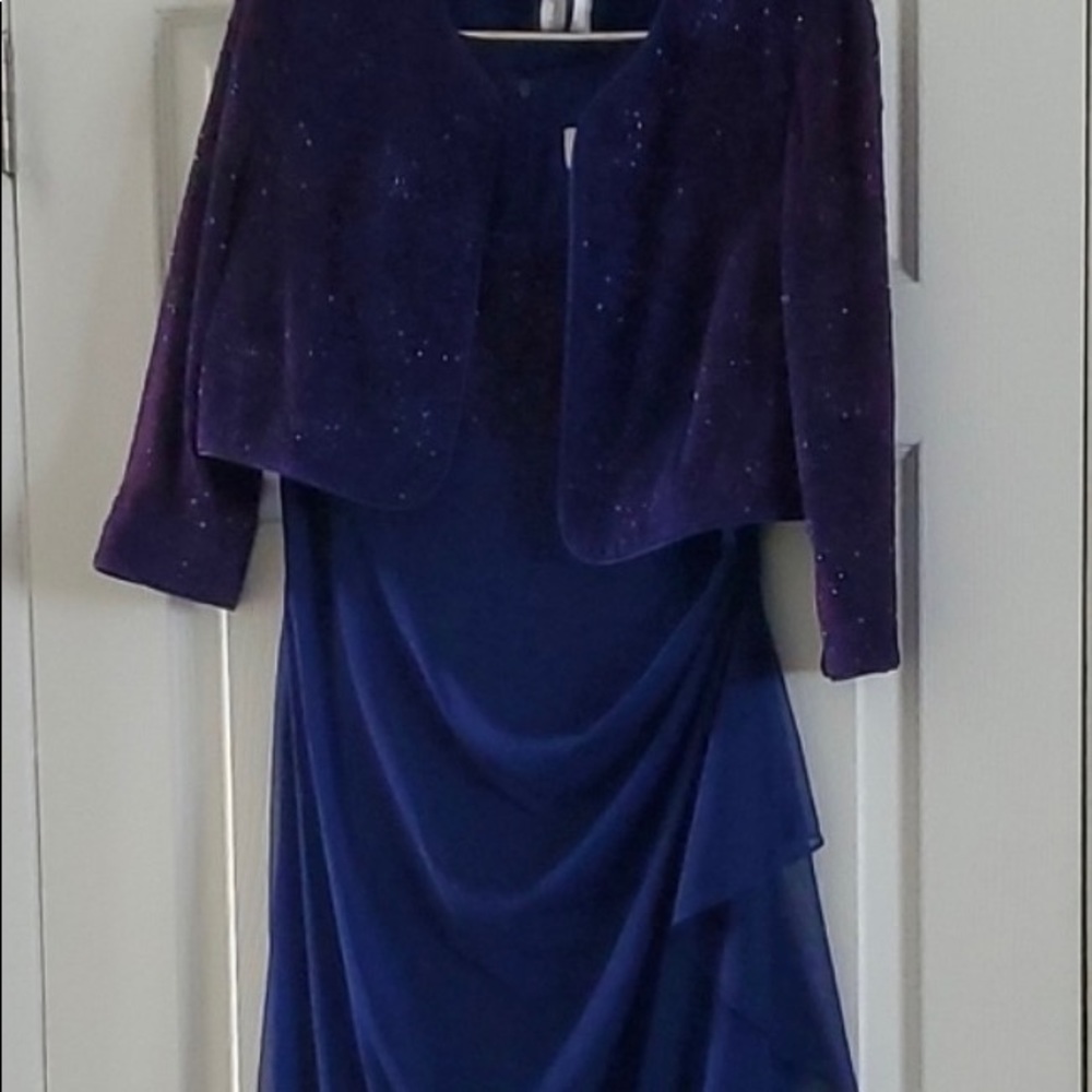 Elegant Navy Blue Evening Wedding Dress with Beaded Jacket